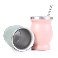 (COD) Yerba Mate Cup 304 Stainless Steel 8oz Argentine Yerba Mate Gourd With illas