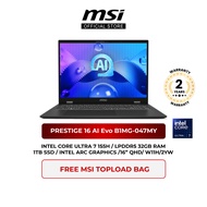 MSI Prestige 16 AI Evo B1MG-047MY (16“ QHD/ Intel Core Ultra 7 155H/Intel® Arc Graphics/1TB SSD/32GB RAM/W11H/2YW)