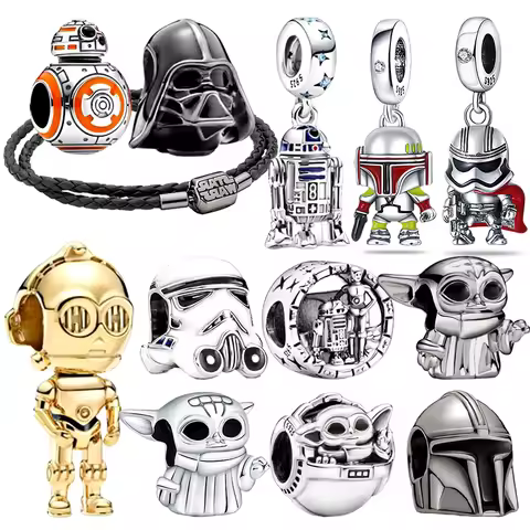 Star Wars 925 Sterling Silver Shadow Warrior Charm Helmet War Droid Beads Fit Original Womens Bracel