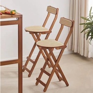 Foldable Bar Stools Household Modern Simple High Stools Rattan Backrest Chairs Dining Chair Portable Folding Stool