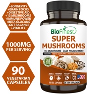 BioFinest Super Mushrooms –  40+ Superfood Mushrooms Cordyceps Lion’s Mane Reishi Brain Immune Gut H