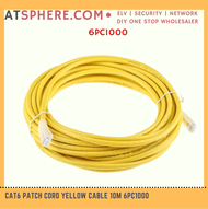 CAT6 Patch Cord Yellow Cable 10m 10 Meter 1000cm RJ45 to RJ45 LAN Network Cable Factory Made Reliabl