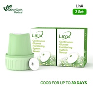 2PCS MicroTech LinX Continuous Glucose Monitoring System for 30 Days Real Time No Finger Pricking Bl
