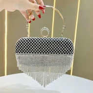 GFS store New Fashion Full Diamond Banquet Clutch Bag Tassel Diamond Set Party Evening Bag Dinner Ba