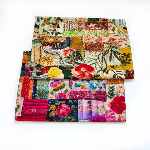 Multicolor Patchwork Digital Print Chenille Fabric Vintage Dress Hanfu Qipao Material Blouse Vest Te