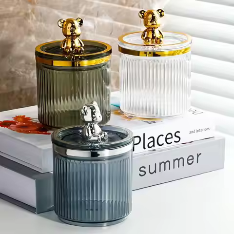 Cotton Swab Storage Box Transparent Smooth Edge with Lid Dustproof Moisture-proof Store Cosmetics De