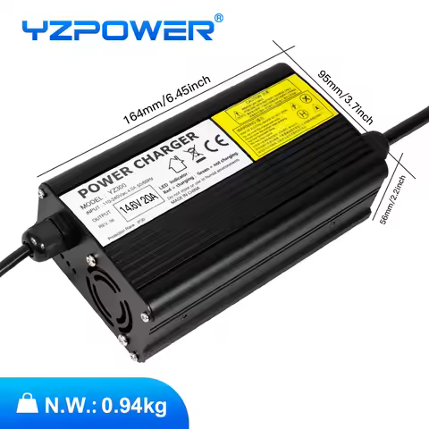 YZPOWER 14.6V 20A 4S Lifepo4 Charger for 12V Lifepo4 Lithium Battery Pack Input 110-240V DC Charger 
