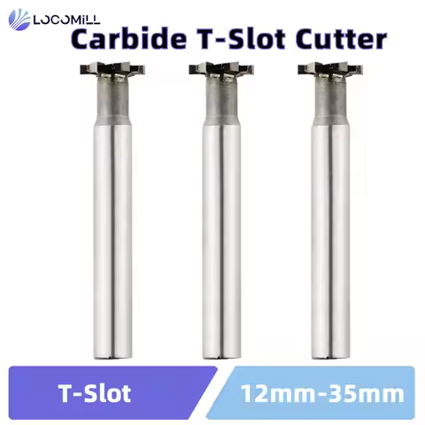 LOCO Alloy T-Slot Milling Cutter Tungsten Steel Rough Inserted Straight Shank Hardness Metal Keyway 