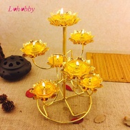 Lohobby Lotus Tealight Candle Holder Stand Butter Lamp Holder Temple Buddha Hall Home Desktop Orname