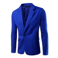 Men Blazer Single Button Turn-down Collar Formal Plus Size Suit Coat for Work
