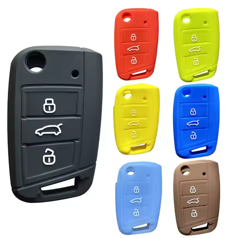 Silicone Car Key Cover Cap Fit For VW Golf 7 Mk3 Lion Polo T-cross Folding Case For Seat Toledo IV A