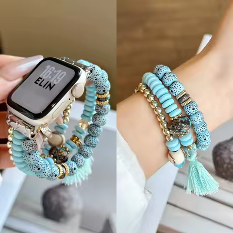 Bohemian Beads Watch Strap for Apple Watch Band 46mm 49mm 45mm 38 40 41 42mm Summer Women's Bracelet