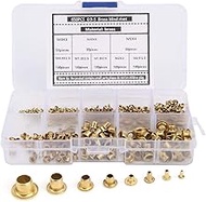 650Pcs Brass Eyelets Round Inner Hole Grommets, 8 Values M0.9 M0.9(d)-M5(L)/0.9mm - 5mm Dia Shoes Be