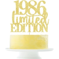 1pc Limited Edition 1986 Cake Topper 40th Birthday Gold Glitter Decor Cheers to 40 Years Handmade