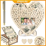 Wooden Wedding Guest Book Heart Shaped Guest Book Wedding Reception Personalized Nuptial Attendee Bo