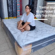 Set Comfy Plush Top Central Imperium kasur Pocket Spring Bed 40 cm 160