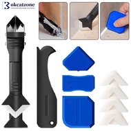 OKCATZONE 5Pcs 5-in-1 Caulking Tool Sealant Finishing Tool Caulk Remover & Glass Glue Angle Silicone