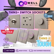 🔥reTouch THINS+ Switch Socket Ecru Series🔥Bakelite Safety And Modern Wall Switch Soft Touch with DP 