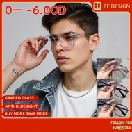 [0— -6.00D] Myopia Glasses With Power And Aviator Glasses For Women And Men,Y2k Anti Blue Light Glas