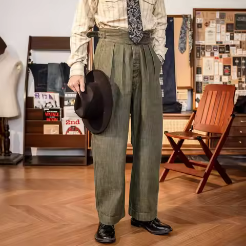 Red Tornado Vintage-Inspired 14oz Selvage Denim Gurkha Pants Amekaji Jeans Wide Straight Leg