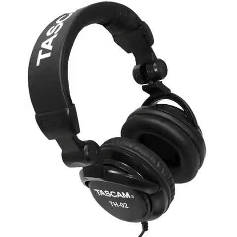 Tascam TH-02 Closed Back multi-use studio Headphones Black , professional head-mounted studio record