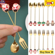 ZDD 1Pc Christmas Stainless Steel Coffee Spoon Santa Claus Xmas Tree Elk Teaspoon Dessert Scoop Ice 