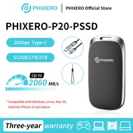 PHIXERO P20 Portable External SSD 1TB/2TB External Hard Disk USB 3.2 20Gbps up to 2050Mb/s