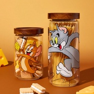 1 Piece Cartoon Pattern Printed Borosilicate Glass Storage Tank, 25.4oz/750ml, 33.8oz/1000ml Two Siz