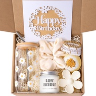 Birthday Gifts For Women Teen Girl Her - Gift Baskets with Cute Daisy Aesthetic Glass Cups Gift Set 