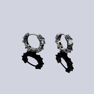 Cross White Zircon Earrings Men Retro Engraved Retro Earrings Female Fashion Trendy Earrings