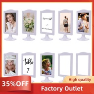 Double Sided Standing Picture Frames 4x6 Inch 2 Side Pedestal Picture Frames Plastic White Photo Fra