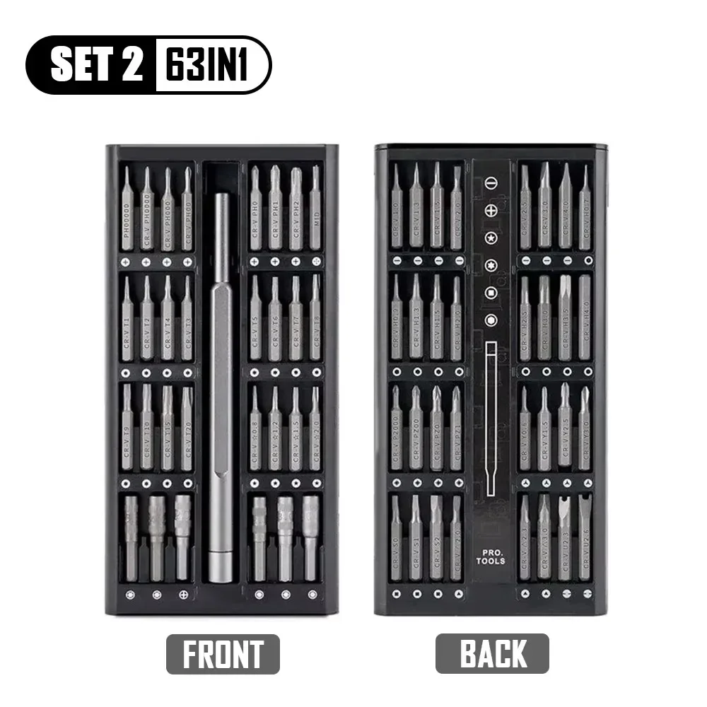 63 in 1 Precision Screwdriver Set Home Hand Repair Tool Kit Magnetic Phillips Drill Bits for iPhone