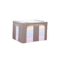 66升啡色多功能布藝防潮收納箱，防水防潮箱 加粗實心鋼架 色彩柔和牛津布防水布料 可折疊衣物袋 家用 衫褲鞋袜櫃 收納神器 大容量 無異味 承重強 (VBOX-66L-BROWN)