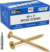 #8 x2Inch Deck Screws, 500Pcs Star Drive Wood Screws, Rust Resistant Timber Screws for Wood, T20 Sta