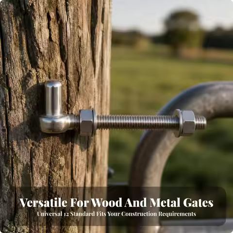 J-Bolt Gate Hinge with Mounting Plate Heavy Duty Hardware for Outdoor Gates, Fences