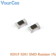 500pcs 0201F 0201 SMD Resistor 1% 1/20W 0R 5.1R 10R 100R 1K 2K 4.7K 5.1K 10K 20K 47K 100K 510K 1M Re
