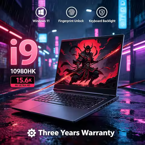 15.6" 1080P Business Laptop Intel i9-10980HK 32GB RAM 2TB M.2 SSD Win11 Pro Fingerprint Lock Backlit