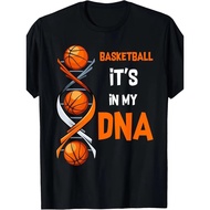 MenS Vintage Basketball Graphic T-Shirt - ItS in My DNA Design with DNA Helix & Basketball, Orange &