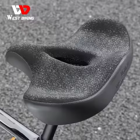 WEST BIKING MTB Comfortable Saddle Ultra Wide Ergonomic Comfy Seat For Electric Bicycle Shock-Absorb