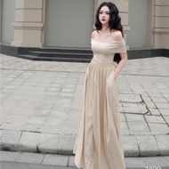 Off-the-shoulder top with long skirt set, off-the-shoulder top set with wind skirt C792(Z4)