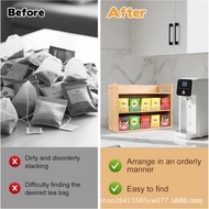 Stand Accessories Coffee Bar Tea Room Bamboo Office Kitchen Tea Bag Sugar Spice Rack Storage Box Tea