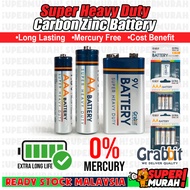 Grabbit Bateri Heavy Duty Berkualiti Tinggi Carbon Zinc Batteries Extra Long-Life Bateri AAA Battery