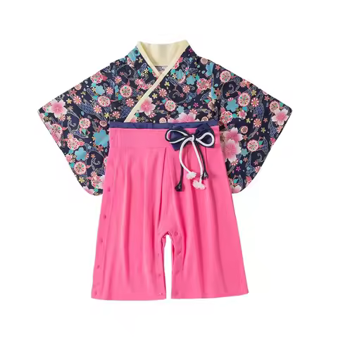 Baby Girl Boys Japanese Cherry Print Kimono Clothes Baby Japanese Clothing Baby Girl Outfit Kimono J