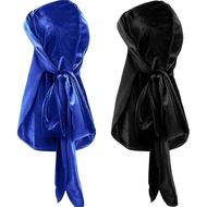 2 Keping Durag Bayi Velvet untuk Kanak-Kanak Lelaki dan Perempuan, Tudung 360 Derajat dengan Tali Le