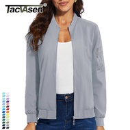 TACVASEN ฤดูใบไม้ผลิแฟชั่นนักบินแจ็คเก็ตสตรี Biker er Jacket 4กระเป๋า Windbreaker Streetwear สุภาพสต