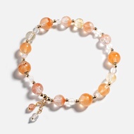 聚寶盆紅兔毛黃水晶白水晶14K包金手鍊