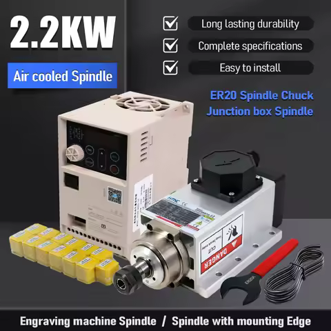2.2kw Spindle Motor kit For Wood Aluminium Soft metal ER20 400hz 24000rpm 2200w AC100-120V 200-240V 