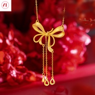 XT Jewellery Korea 24k Bow Necklace Tassels Fashion Woman 916 Original Gold Plated