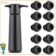 ZHIMUA Plastic Wine Saver Pump Black with 10 Vacuum Stoppers Wine Preserver Practical Reusable Bottle Sealer Wine Bottles