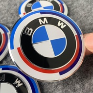 4 Pcs/SET 56mm BMW M 50th Anniversary Logo Car Tire Wheel Center 3D Aluminum Sticker Hub Cap Emblem 